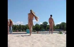 Teen nudists take off their clothes and play nude